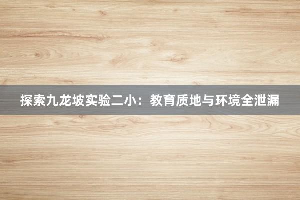探索九龙坡实验二小：教育质地与环境全泄漏